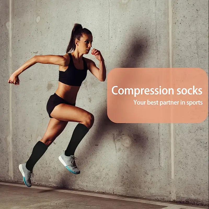 2 Pairs Open Toe Copper Compression Socks, Circulation 15-20mmHg Knee High Athletic Socks, Ideal For Pregnant Nursing Medical Running