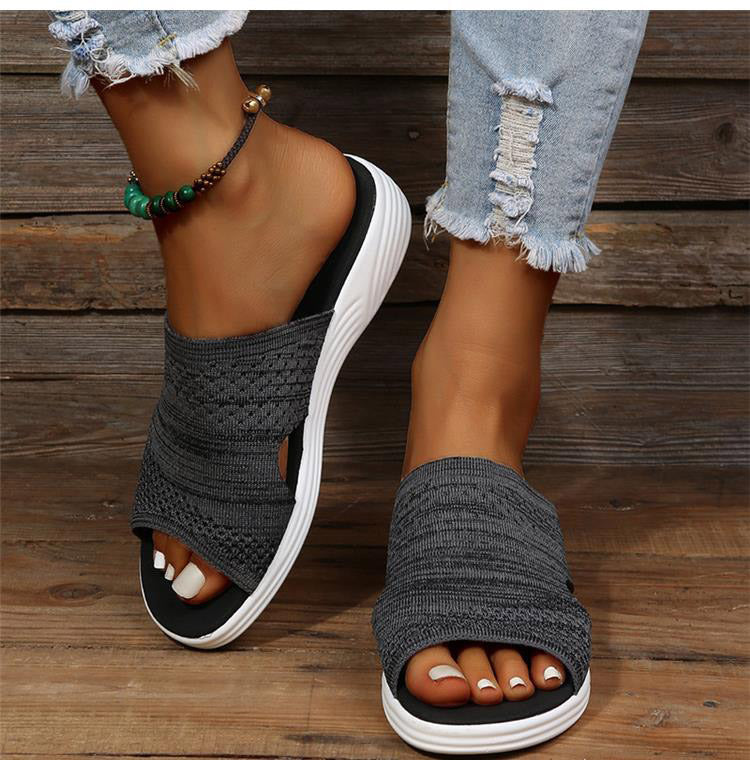 Women Sandals Indoor Outdoor Summer Shoes For Women Low Heels Sandals Elastic Force Slippers Summer Sandals Female Heeled Shoes