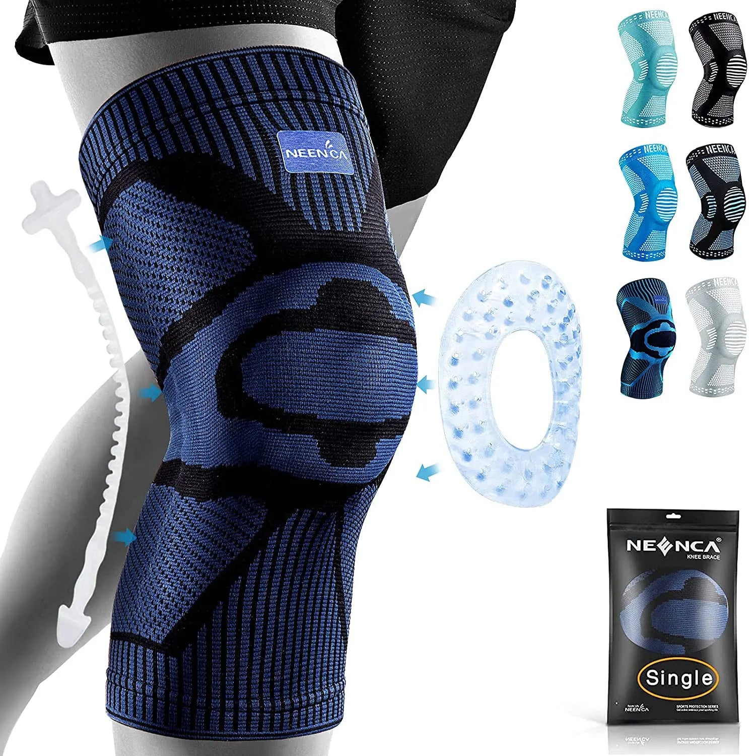 NEENCA Knee Brace Support with Side Stabilizers Patella Gel Knee Compression Sleeve for Knee Pain Meniscus Tear Injury Recovery