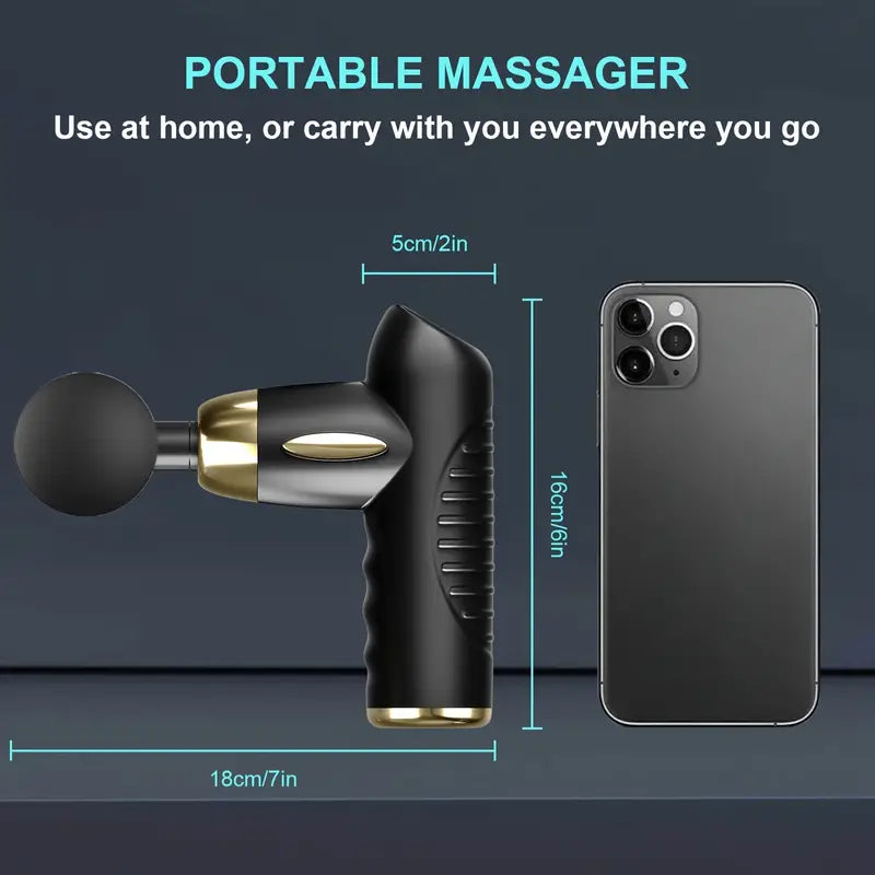 1pcs Mini Massage Gun, 6-Speed Portable Muscle Massager, Handheld USB Rechargeable Massage Gun, 4 Massage Heads - Small And Quiet, Holiday Gift For Women Men