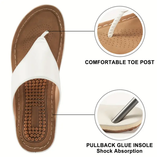 Women's Massage Flip Flops, Comfortable Arch Support Wedge Slide Sandals, Casual Outdoor Shoes for Holiday